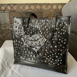 Patricia Nash Studded Link Tote Italian Leather Toscano Bag